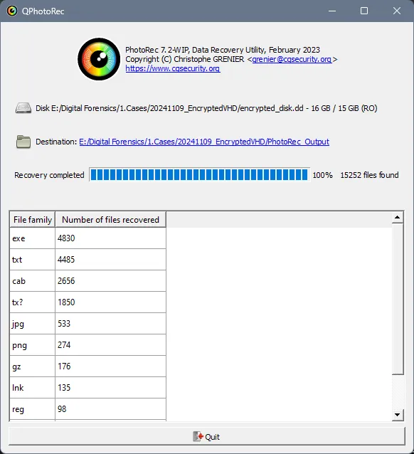 PhotoRec Results